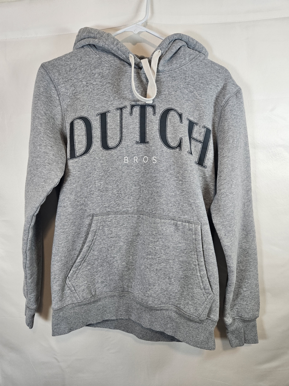 Dutch Bros Gray Pullover Hoodie with Navy Lettering Coffee Espresso